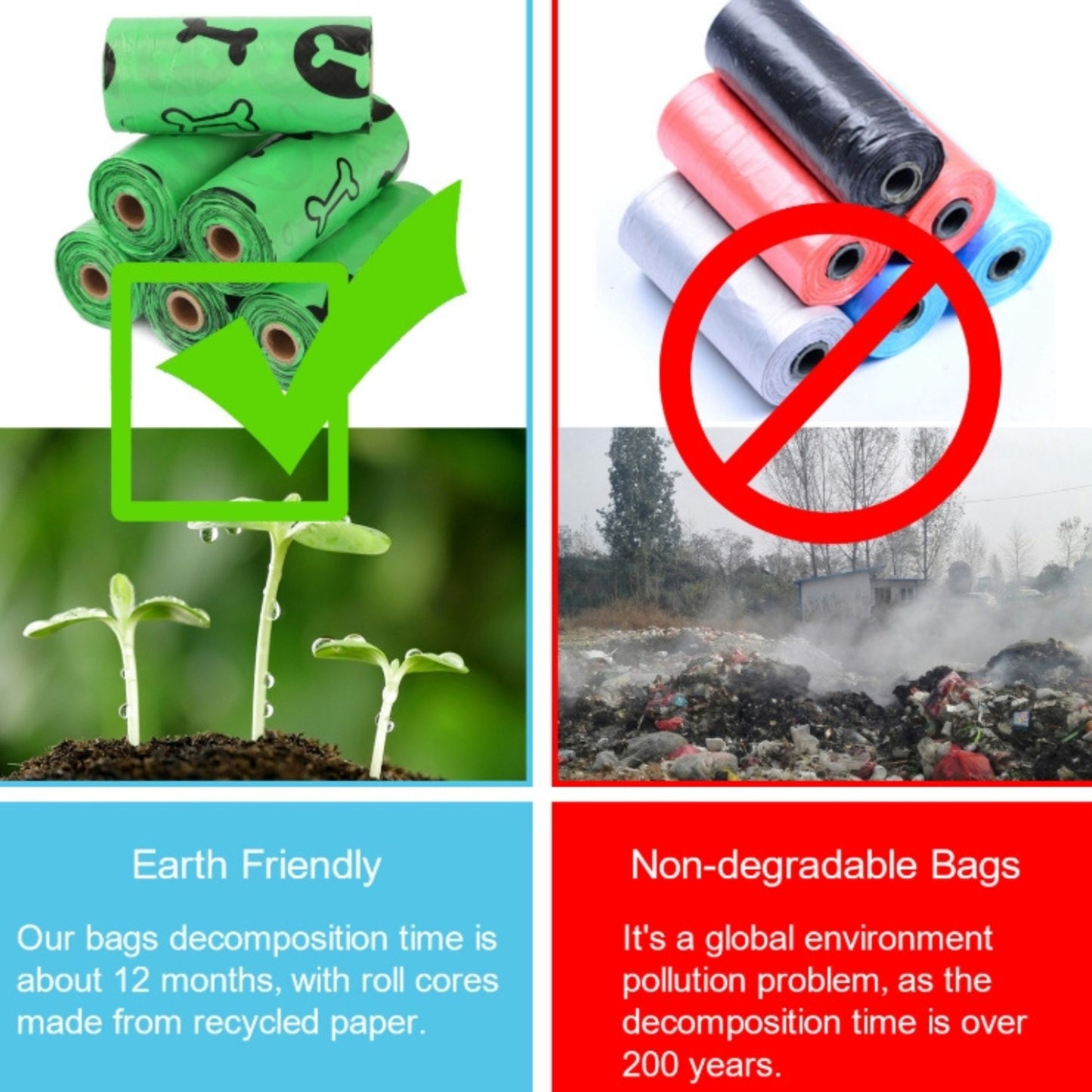 EPI Degradable Dog Waste Bags - Portable Poop Bags for Pets Clean-up