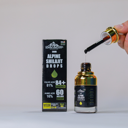 Alpine Himalayan Shilajit Drops Gold Grade 30ml Sun-Dried 85+ Minerals 70% Fulvi