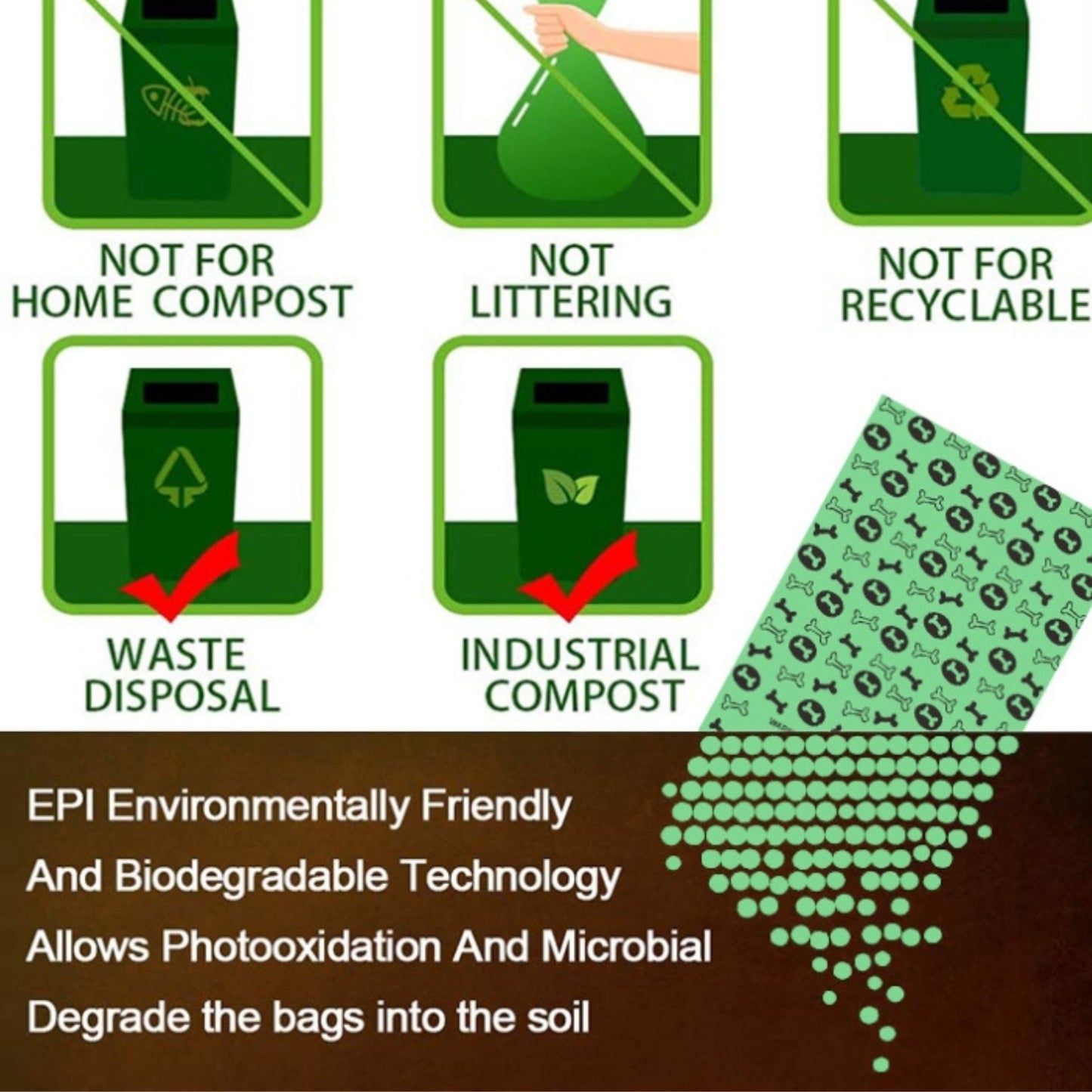 EPI Degradable Dog Waste Bags - Portable Poop Bags for Pets Clean-up