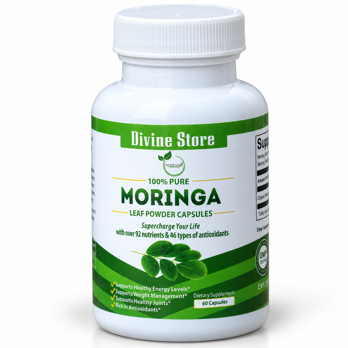 Organic Moringa Leaf Powder Capsules | 60 Capsules