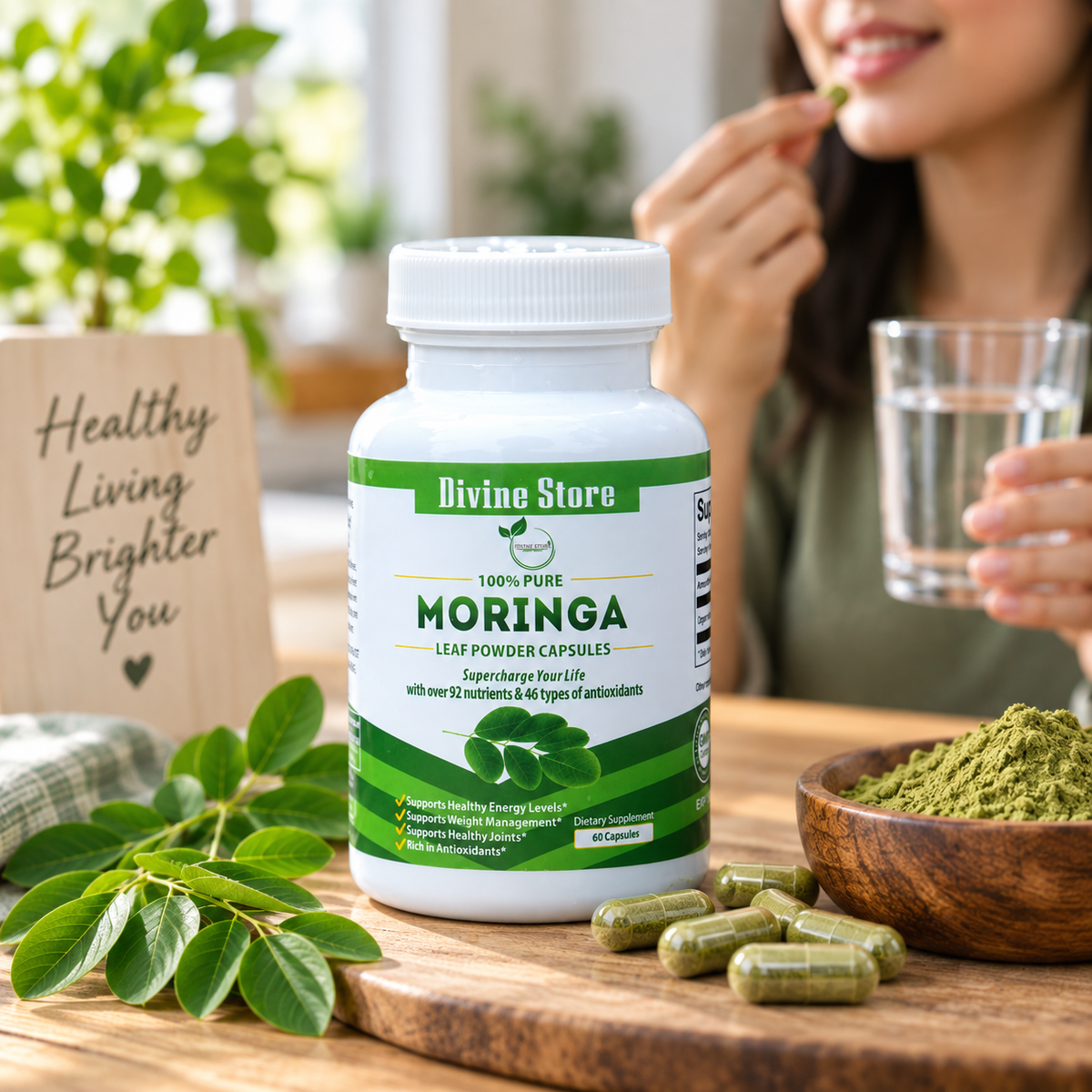 Organic Moringa Leaf Powder Capsules | 60 Capsules