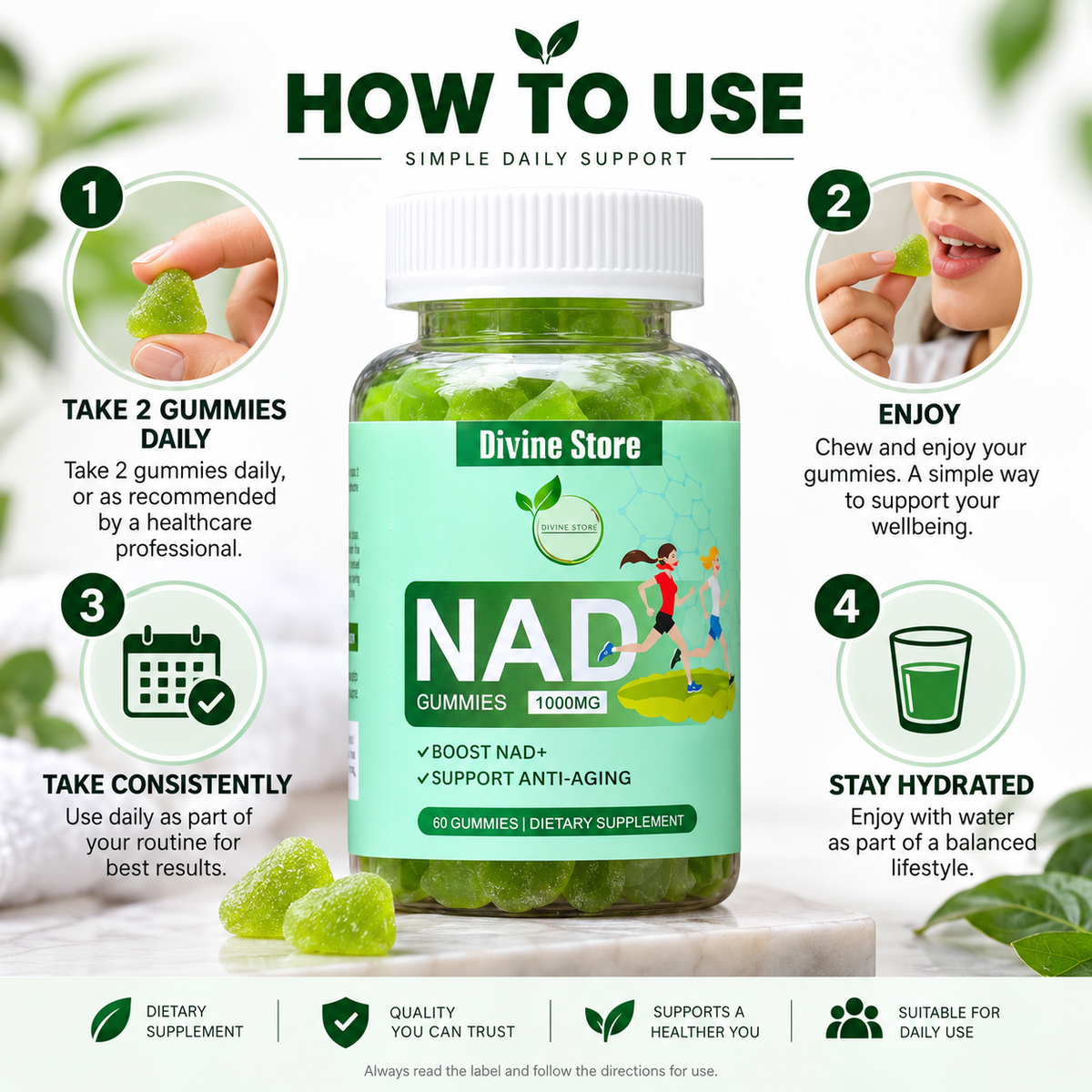 NAD+ Gummies | NMN, NR, Resveratrol & CoQ10 | 6-in-1 Formula