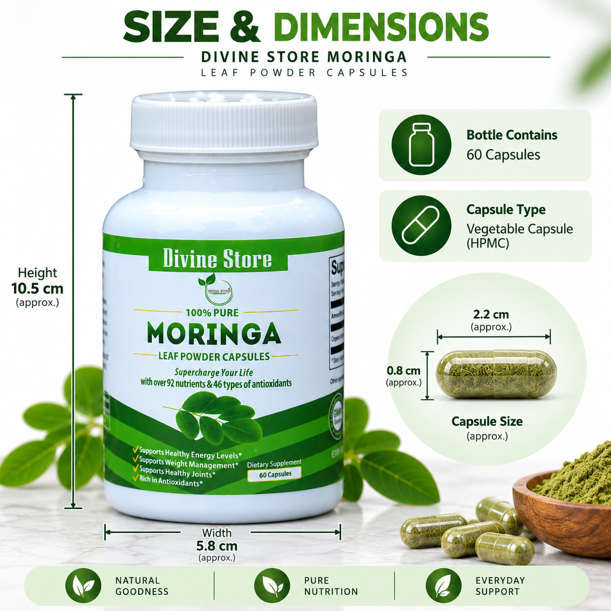 Organic Moringa Leaf Powder Capsules | 60 Capsules