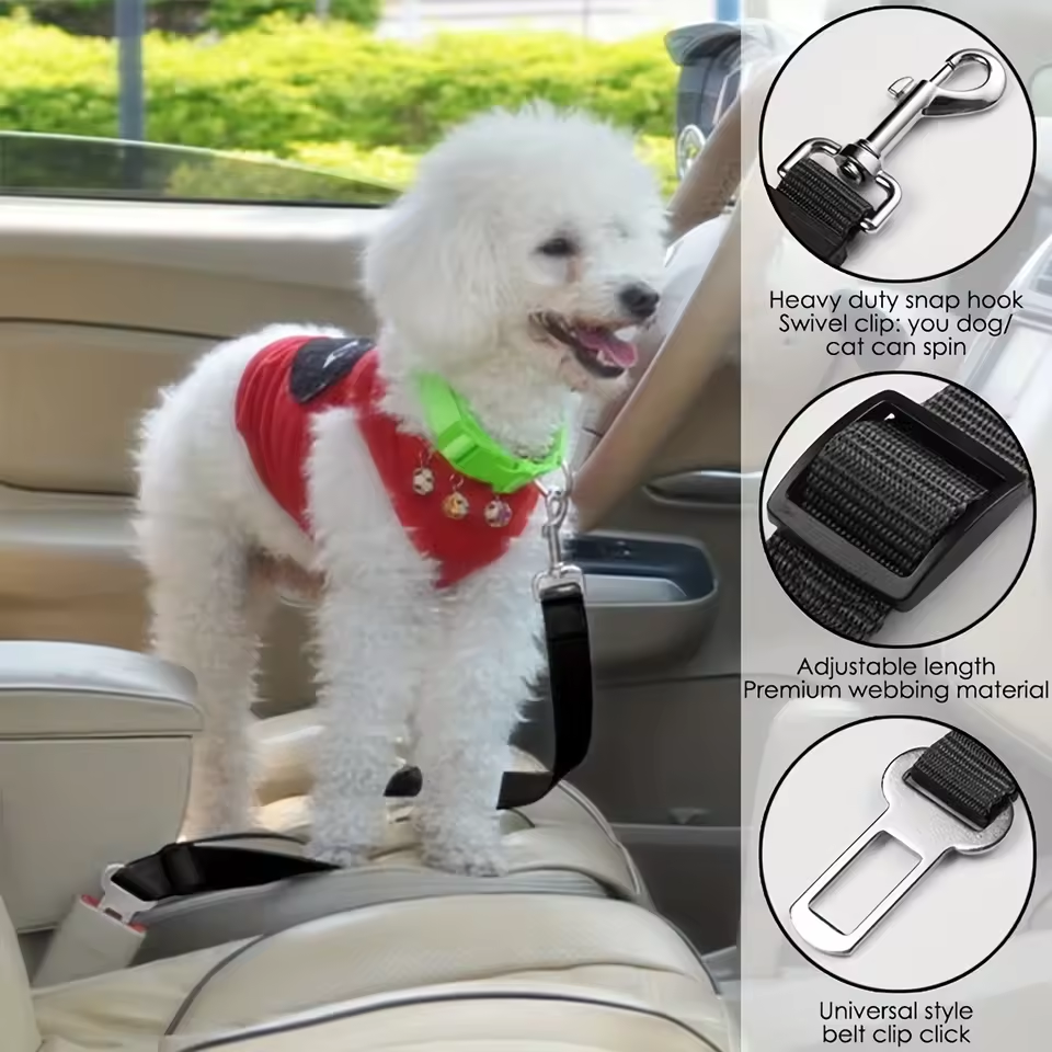 Dog Car Seat Belt Leash Adjustable Safety Harness Pet Travel Restraint